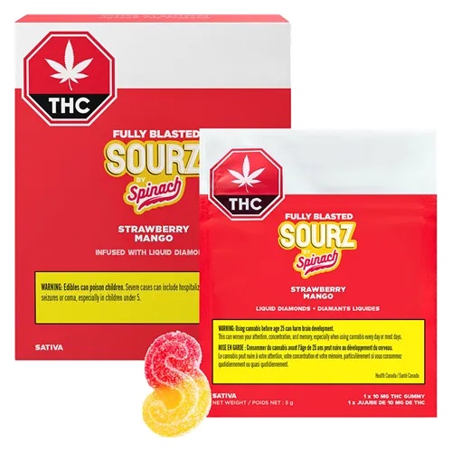 SOURZ by Spinach - Multipack of 10, Fully Blasted Strawberry Mango 1 x 10mg Soft Chews